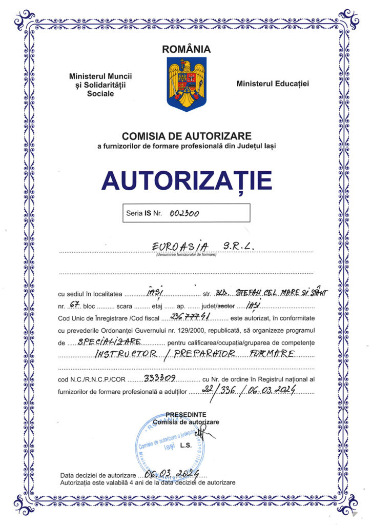 Instructor preperator formare